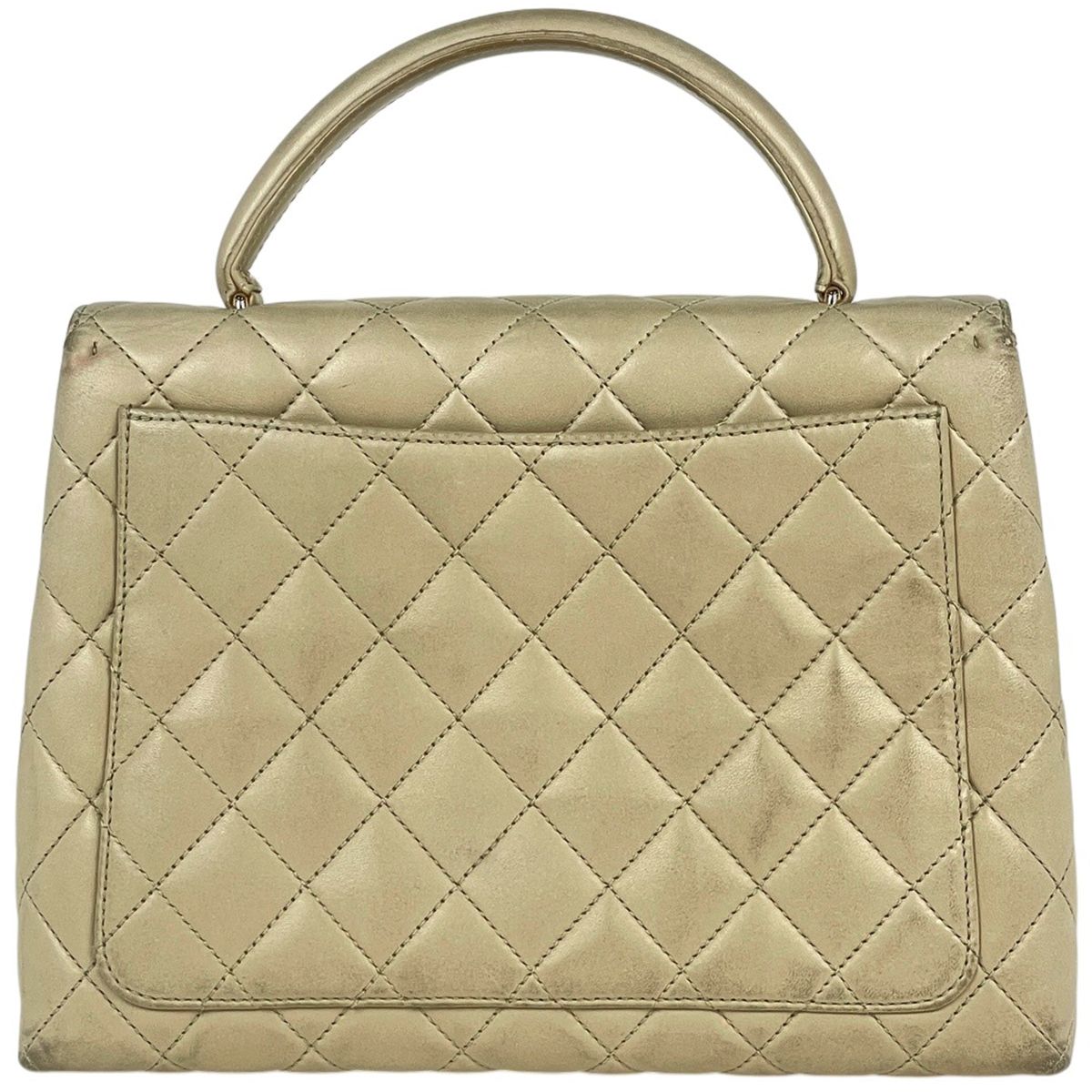 Chanel CC Logo Handbag Quilted Leather Beige