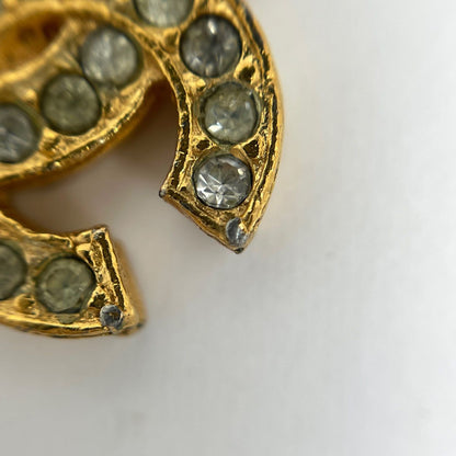 Chanel CC Logo Line Stone Triple Bracelet Gold