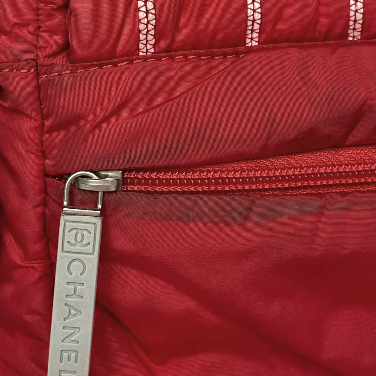 Chanel Sports Line Shoulder Bag CC Logo Nylon Red
