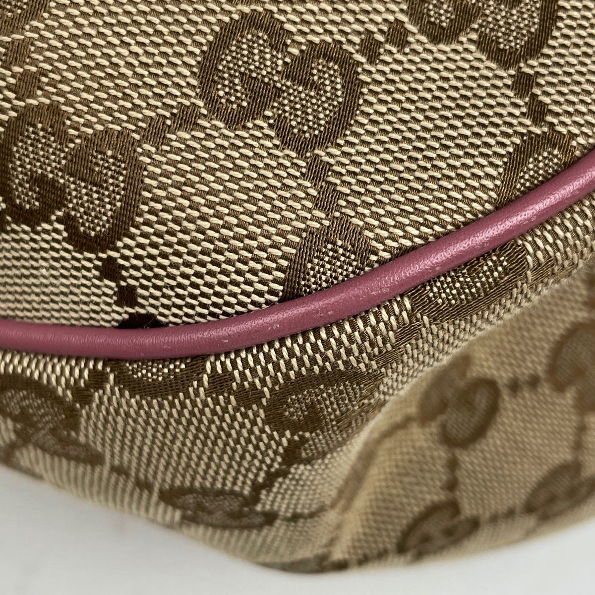 Gucci GG Pattern Ski Shoulder Bag Canvas Beige Pink