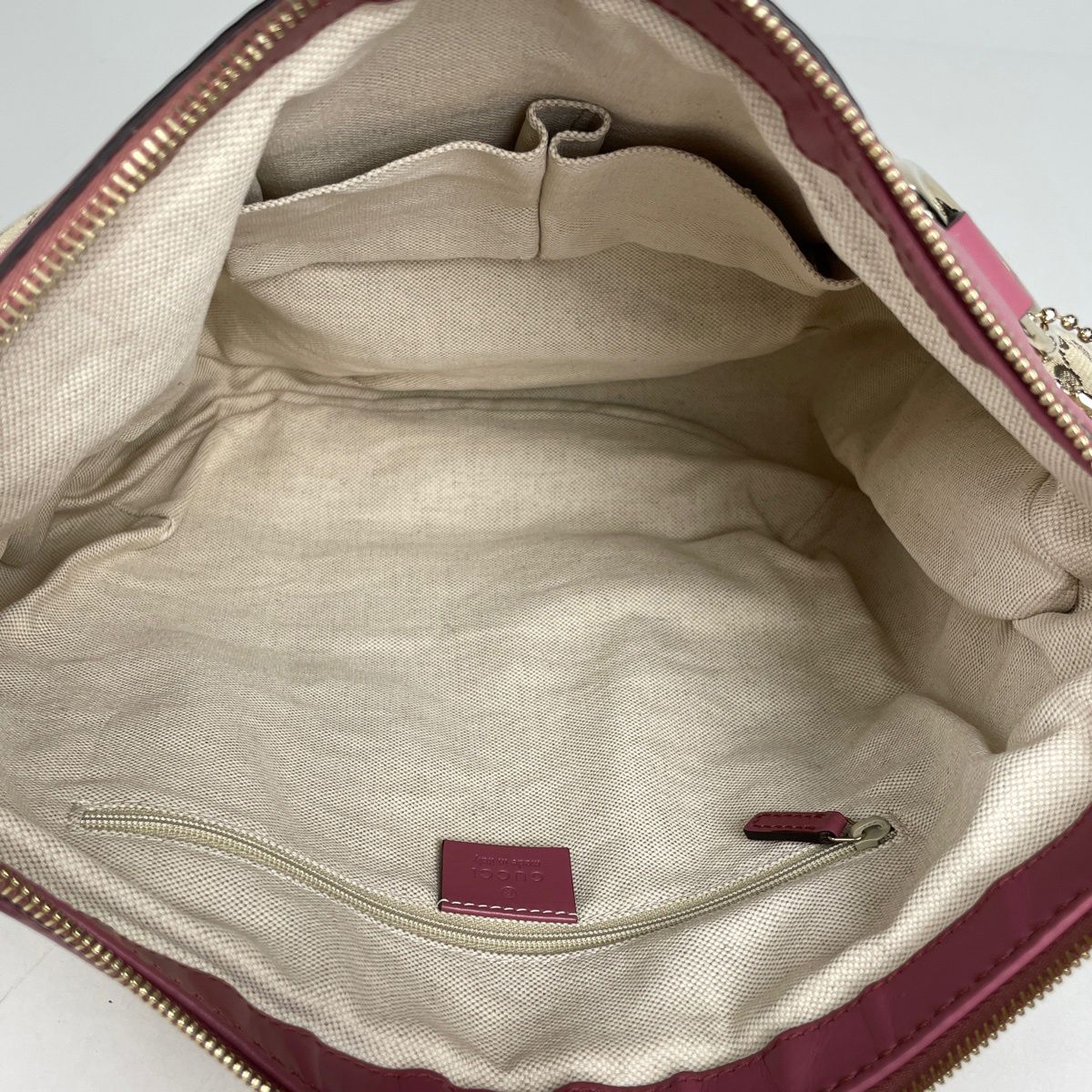 Gucci GG Pattern Ski Shoulder Bag Canvas Beige Pink