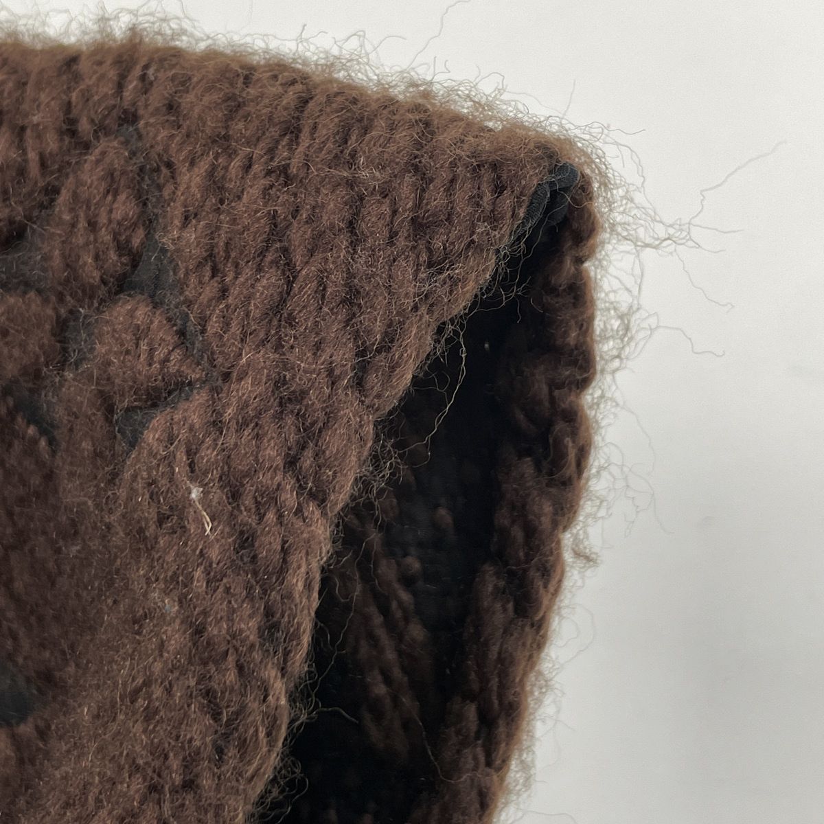 Louis Vuitton Echarpe Logo Mania Fringe Scarf Wool Silk Brown