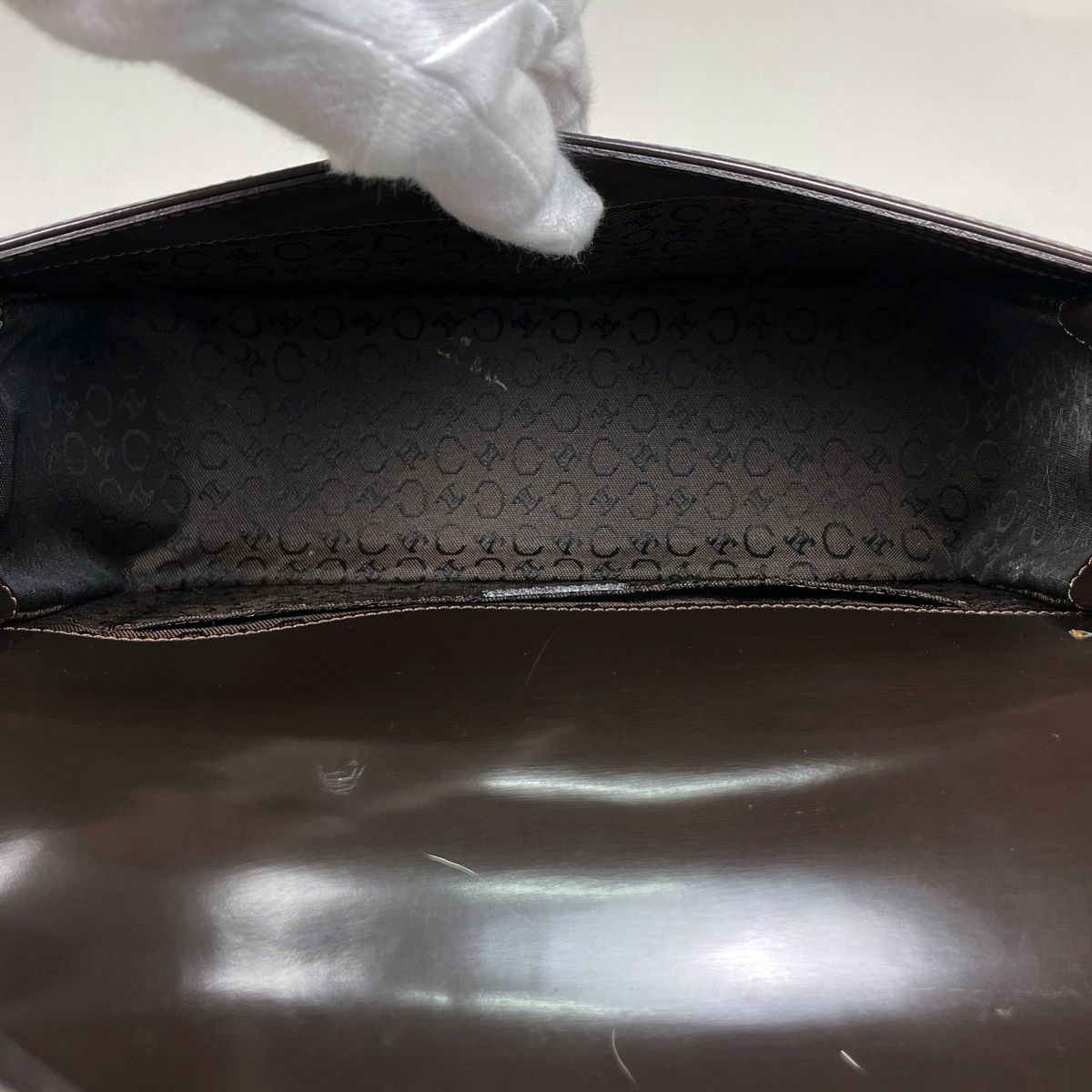 Celine Shoulder Bag Leather Brown White
