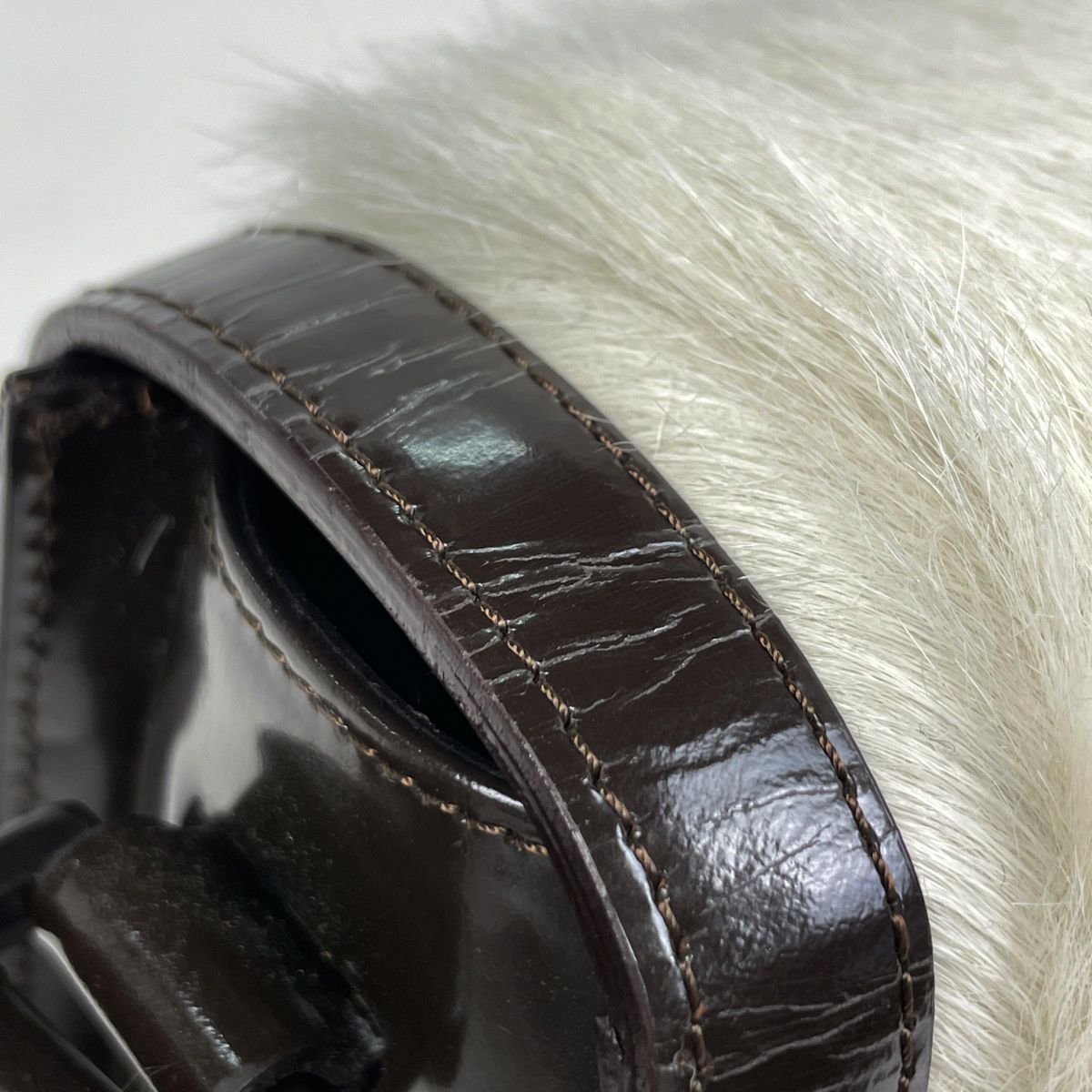 Celine Shoulder Bag Leather Brown White