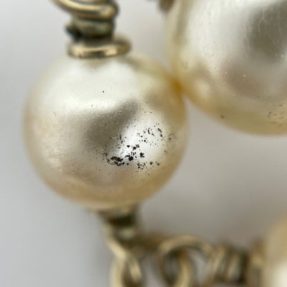Chanel CC Logo Faux Pearl Necklace White Gold