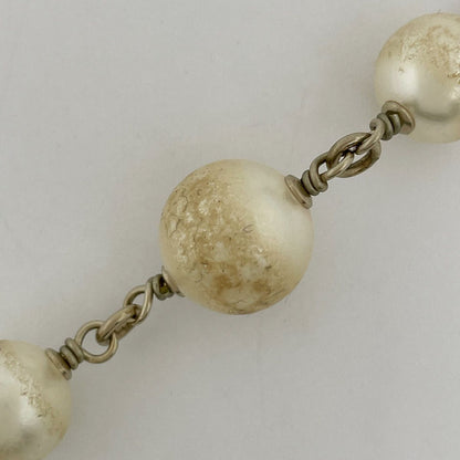 Chanel CC Logo Faux Pearl Necklace White Gold
