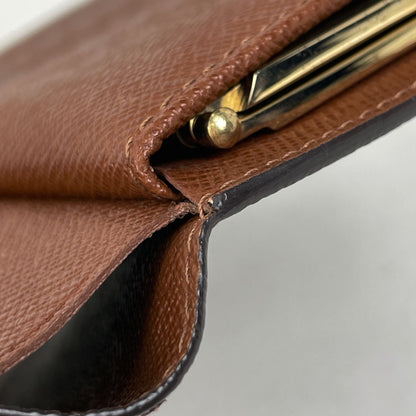 Louis Vuitton Porte Monet Billets Viennois Clasp Bifold Wallet Monogram Brown