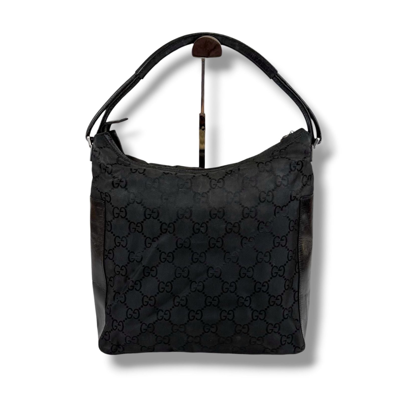 Gucci Shoulder Bag GG Canvas Nylon Pattern Black