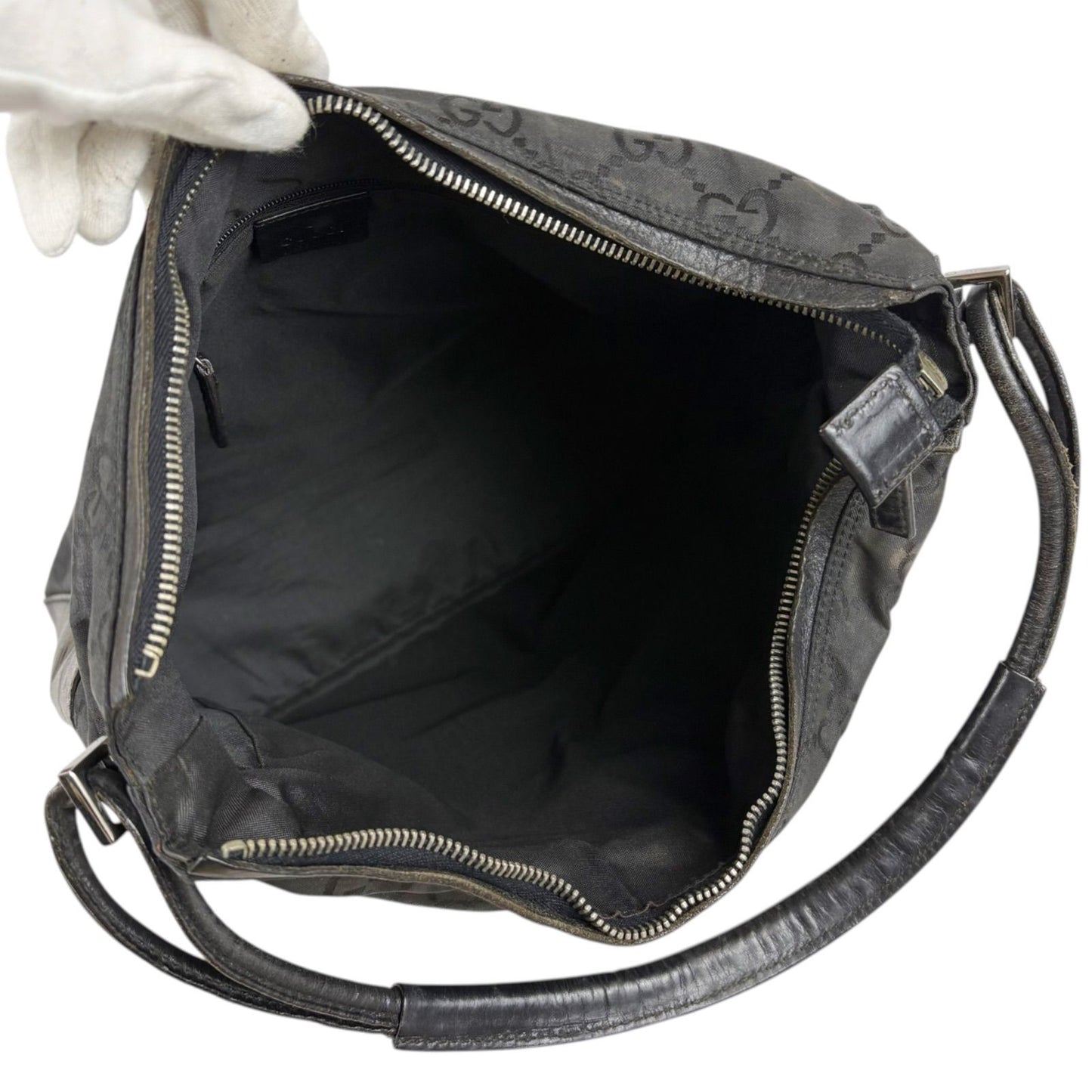 Gucci Shoulder Bag GG Canvas Nylon Pattern Black — view 9