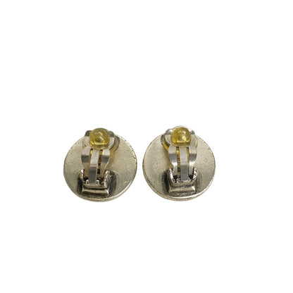Chanel Earrings CC Logo Silver Ivory