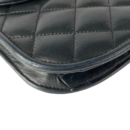 Chanel Shoulder Bag Limited Edition Half Moon Quilted Black Chain Gold Silver