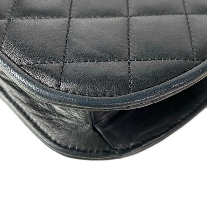 Chanel Shoulder Bag Limited Edition Half Moon Quilted Black Chain Gold Silver