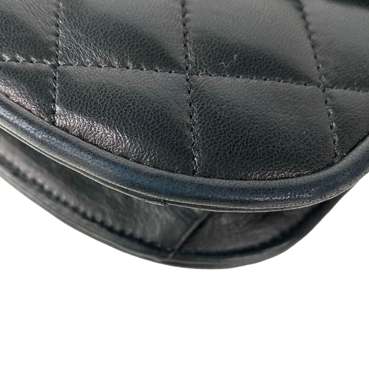 Chanel Shoulder Bag Limited Edition Half Moon Quilted Black Chain Gold Silver