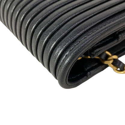 Chanel Wallet Black Chain Vintage Gigold Faux Pearl Leather