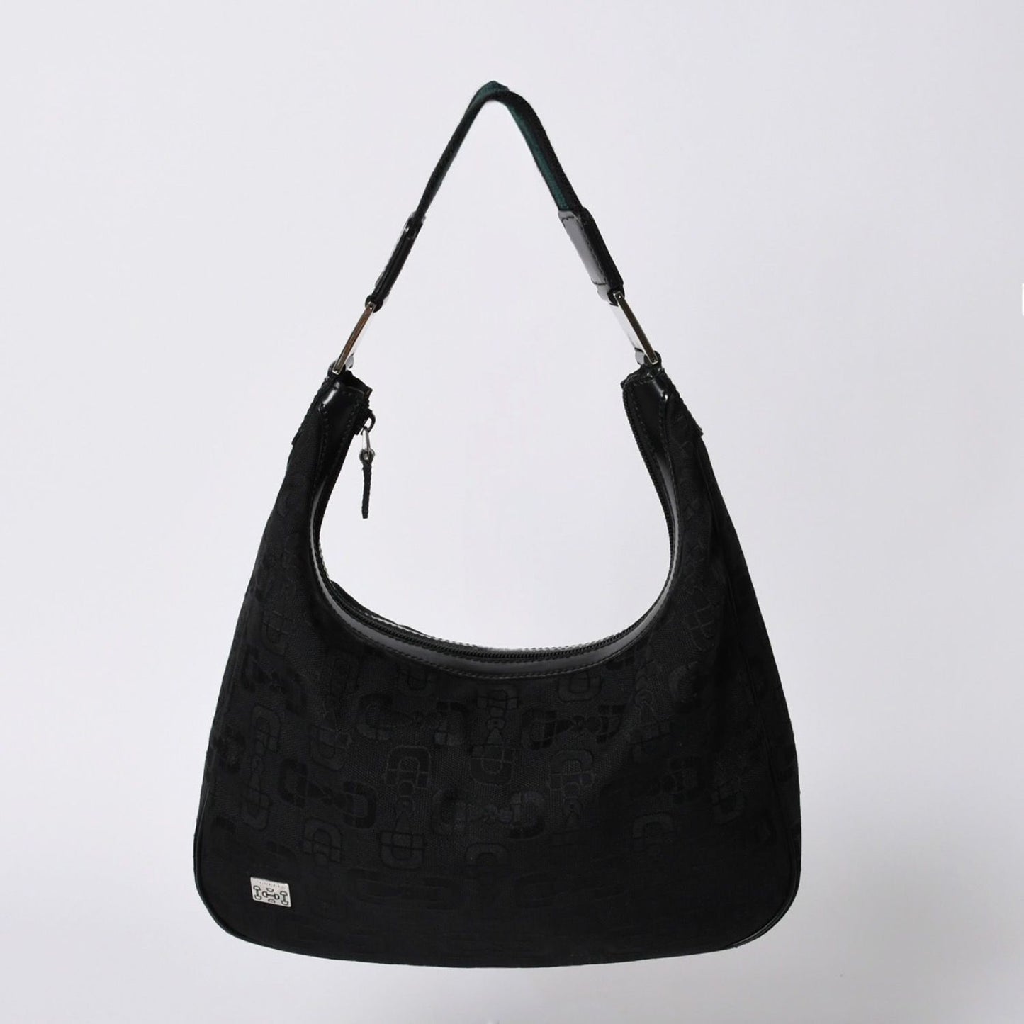 Gucci Hobo Handbag Canvas Sherry Line Black