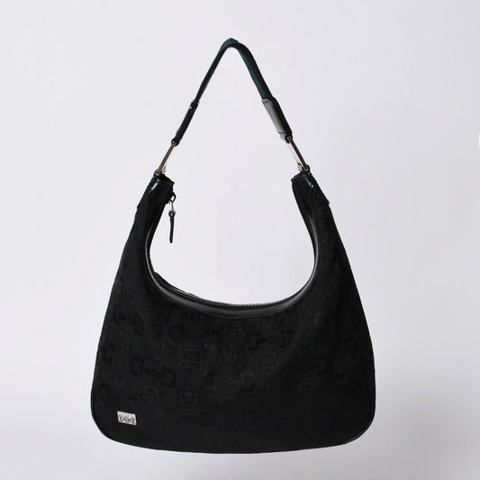 Gucci Hobo Handbag Canvas Sherry Line Black