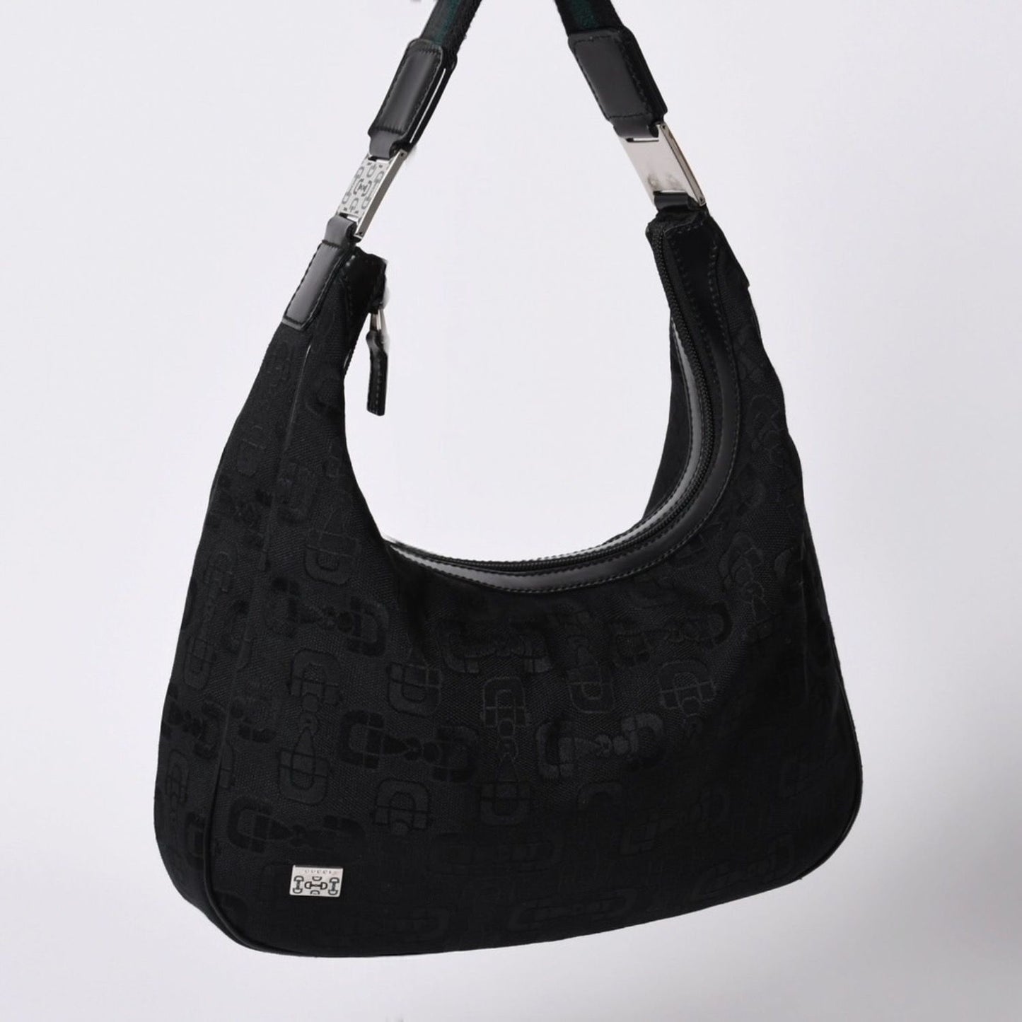 Gucci Hobo Handbag Canvas Sherry Line Black — view 3