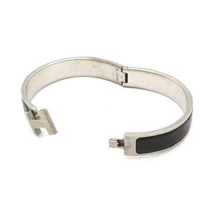 Hermes Bangle Click HH Silver Black Bracelet