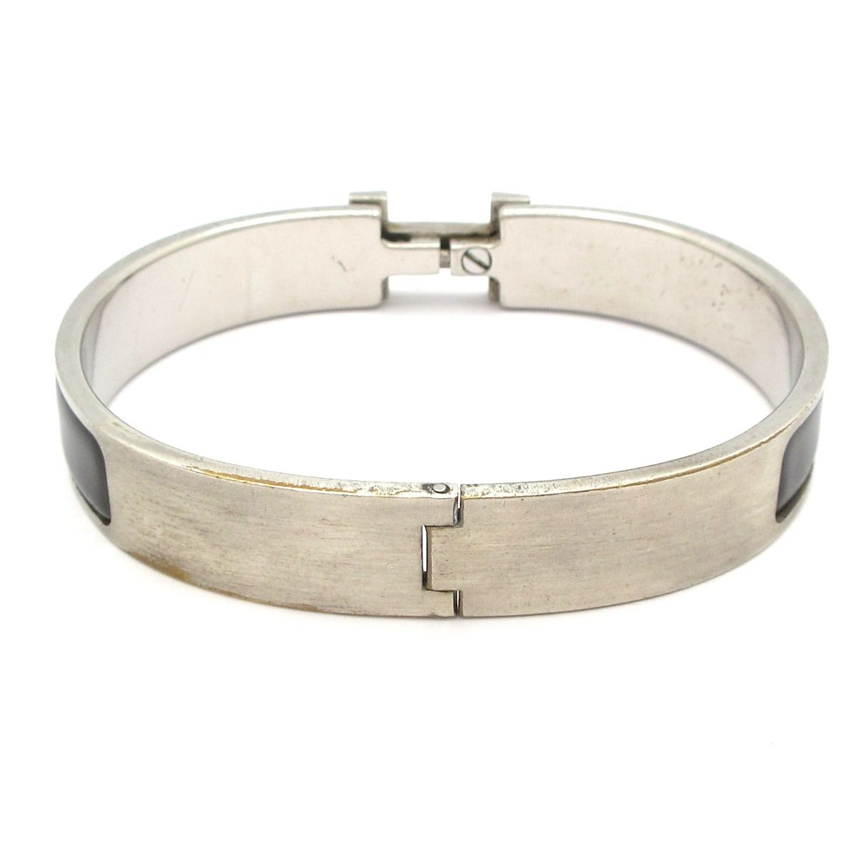 Hermes Bangle Click HH Silver Black Bracelet