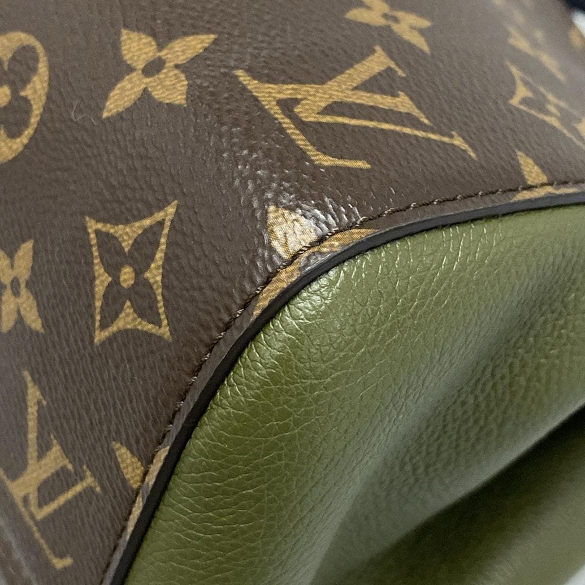 Louis Vuitton Tote Monogram Fold PM Cles Mu Khaki Noir Leather Cowhide