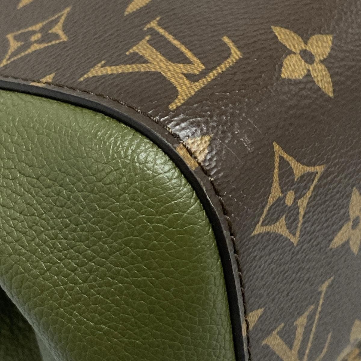 Louis Vuitton Tote Monogram Fold PM Cles Mu Khaki Noir Leather Cowhide