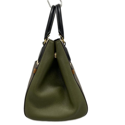 Louis Vuitton Tote Monogram Fold PM Cles Mu Khaki Noir Leather Cowhide