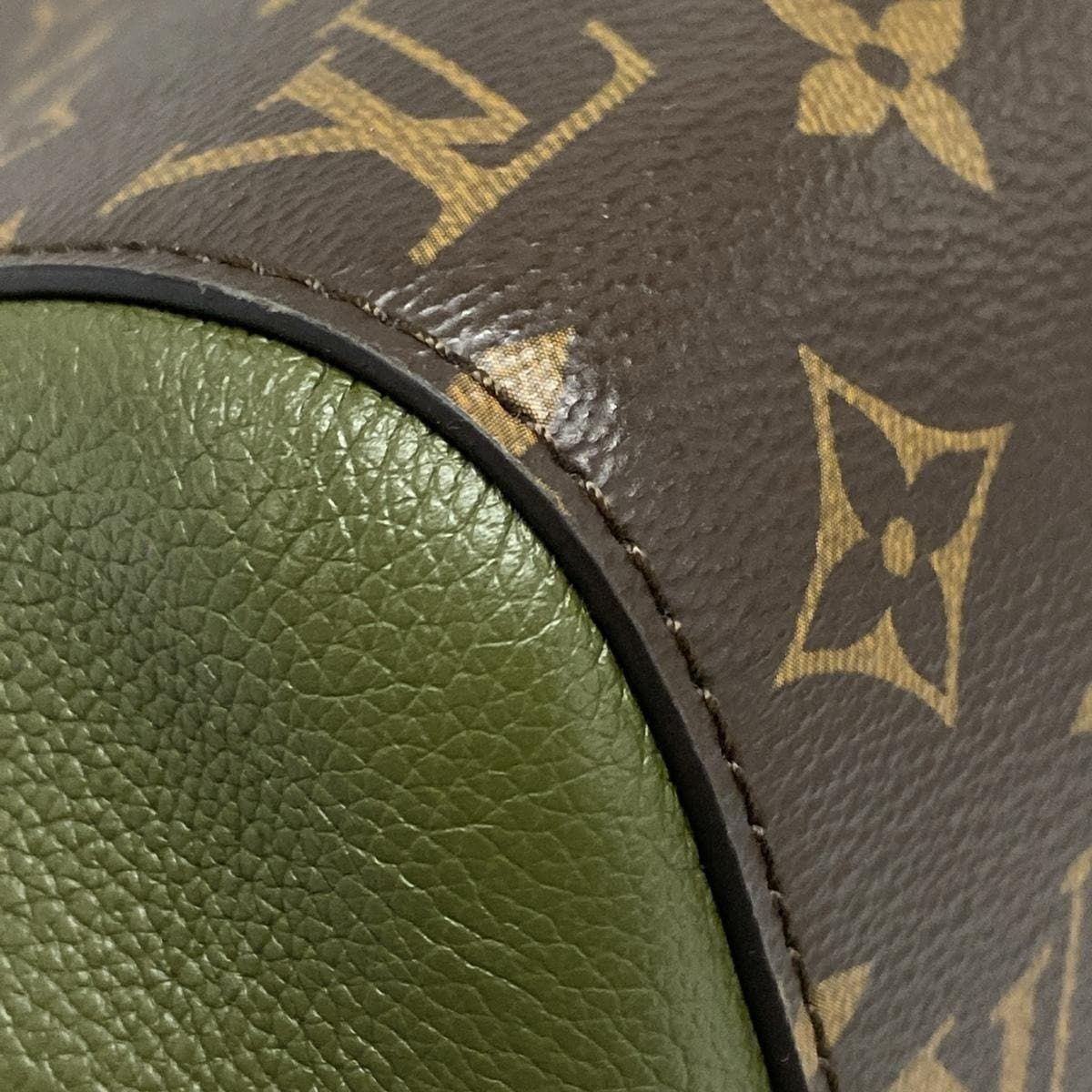 Louis Vuitton Tote Monogram Fold PM Cles Mu Khaki Noir Leather Cowhide