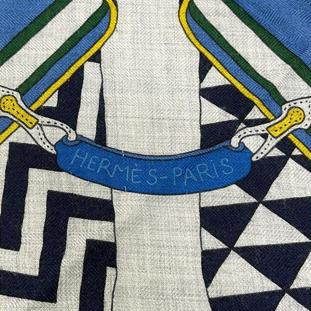 Hermes Shawl Triangle Jean Gray Light Pink Multi Cashmere Silk Scarf