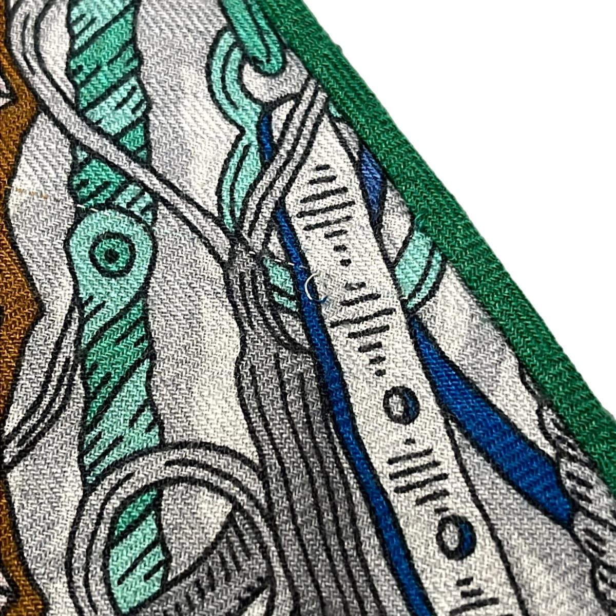 Hermes Shawl Triangle Jean Gray Light Pink Multi Cashmere Silk Scarf