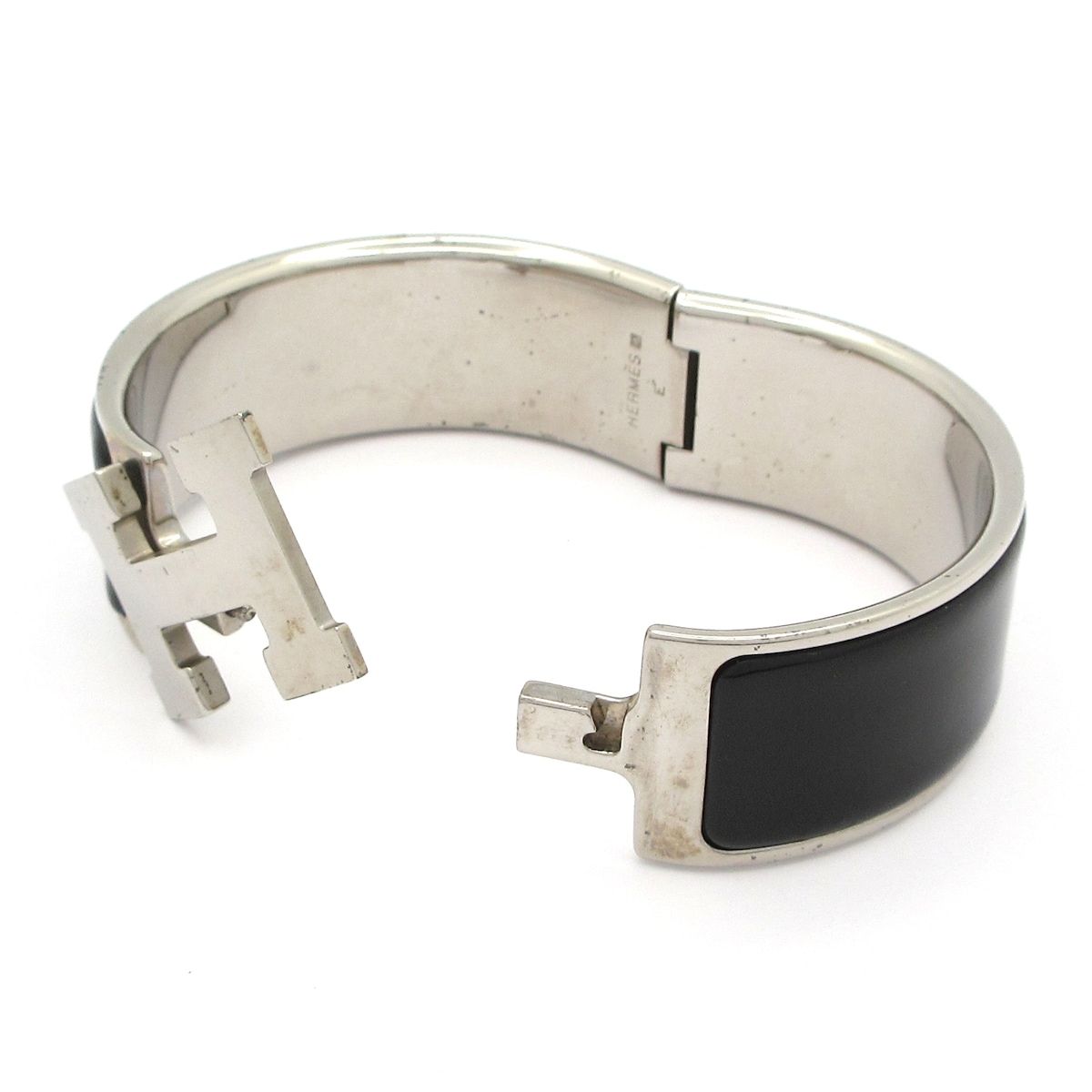 Hermes Bangle Clic Clac Silver Black Bracelet