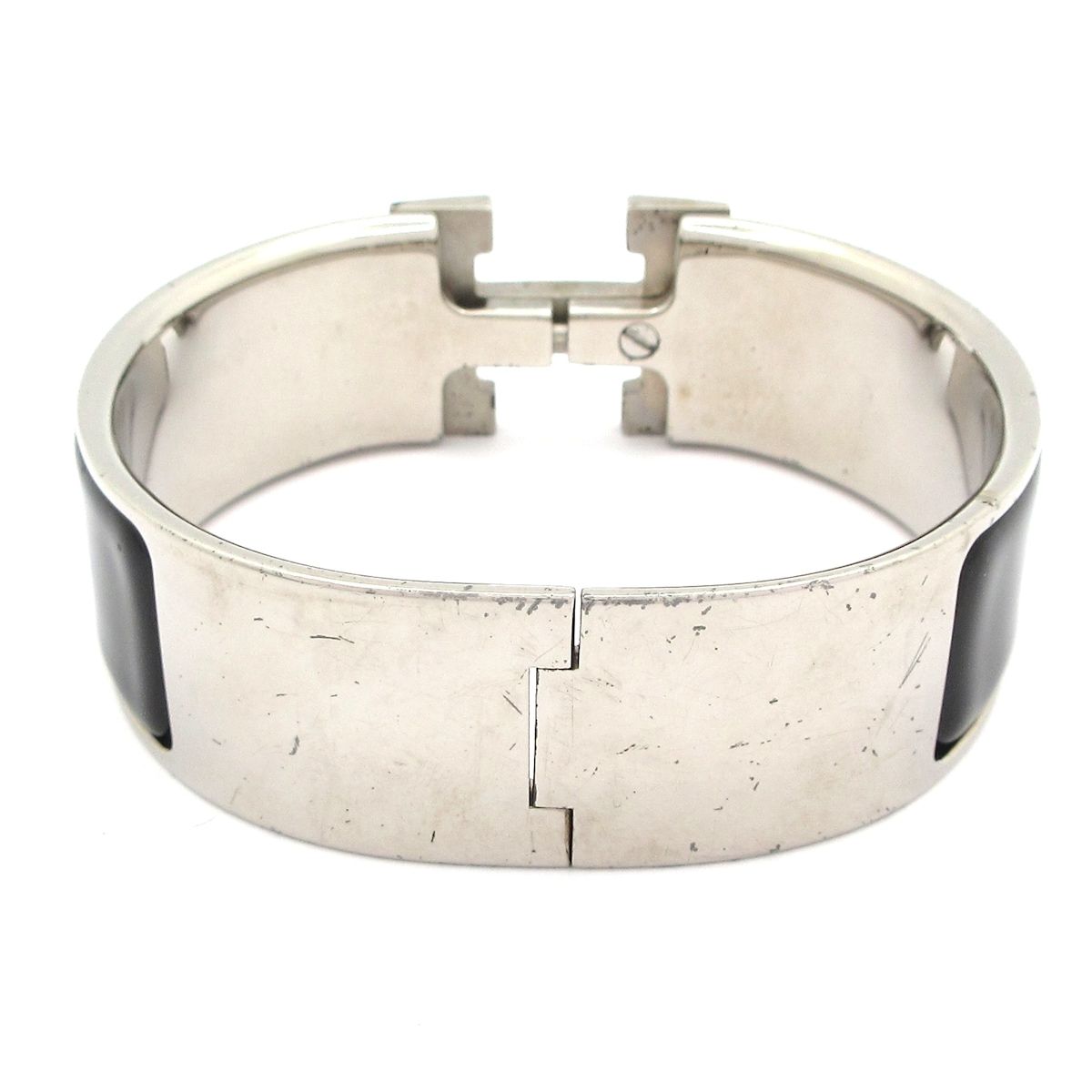 Hermes Bangle Clic Clac Silver Black Bracelet