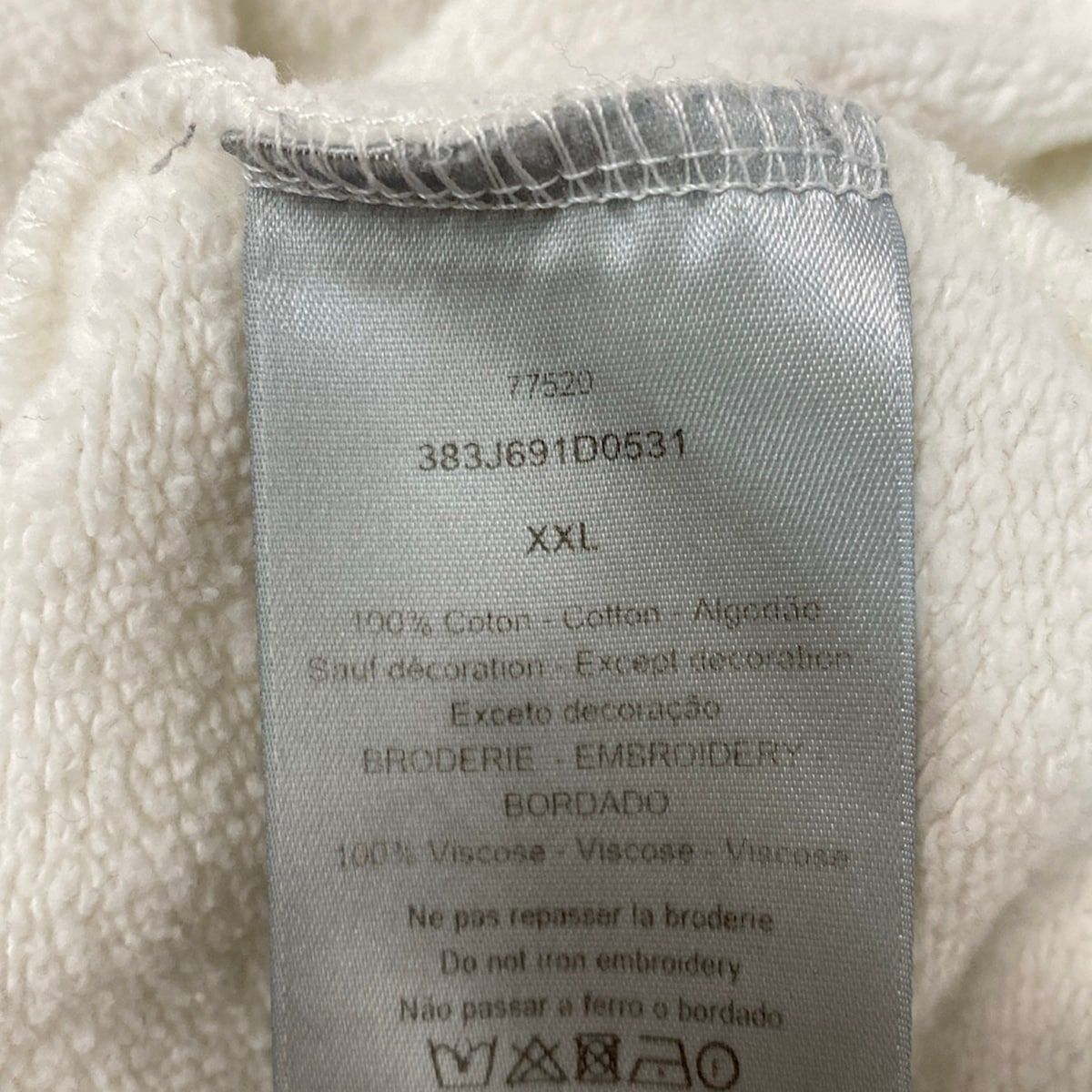 Dior Hoodie XXL White Long Sleeve