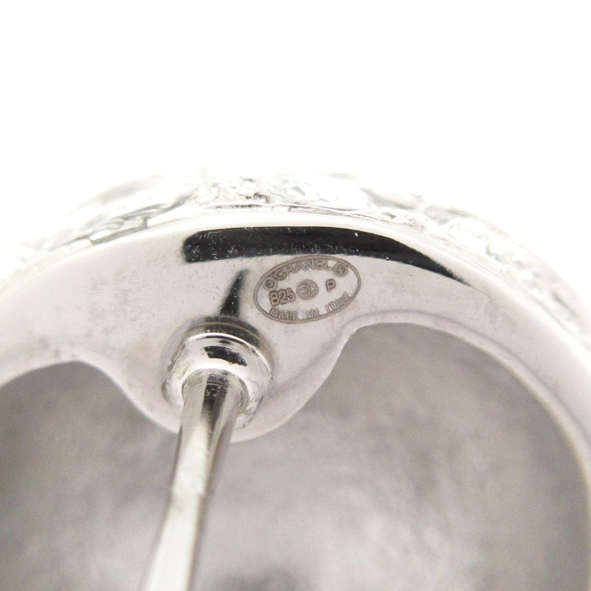 Chanel Earrings CC Logo Silver Clear White Star
