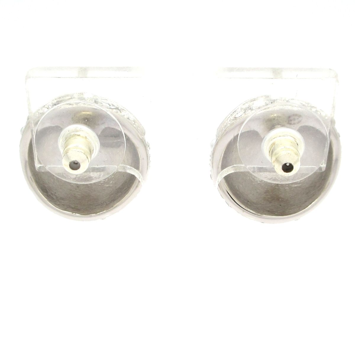 Chanel Earrings CC Logo Silver Clear White Star