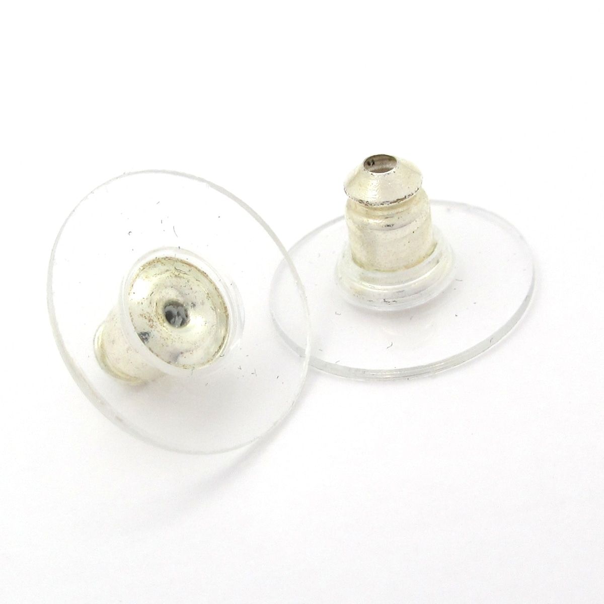 Chanel Earrings CC Logo Silver Clear White Star