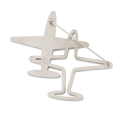 Chanel Brooch CC Logo Airplane Motif Line Stone