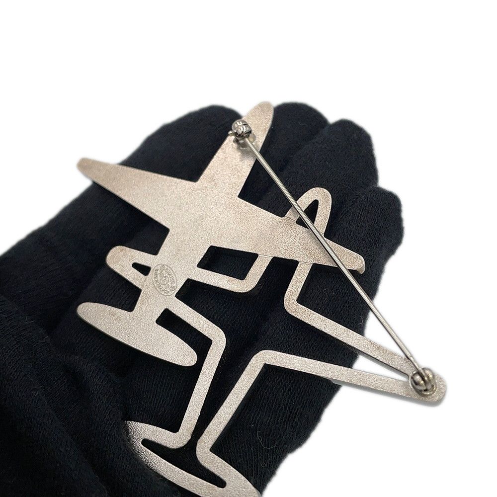 Chanel Brooch CC Logo Airplane Motif Line Stone