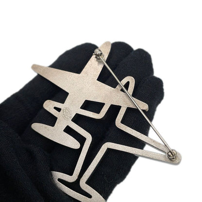 Chanel Brooch CC Logo Airplane Motif Line Stone