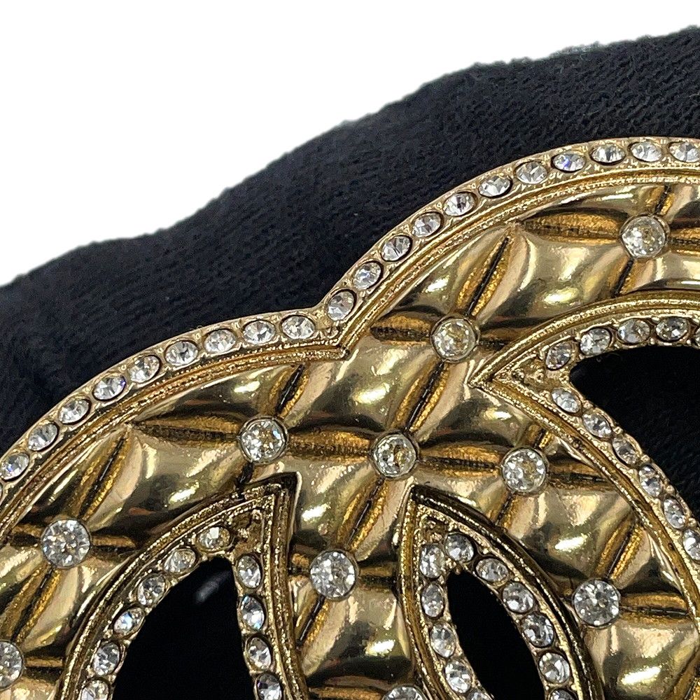Chanel Brooch CC Logo Metal Line Stone