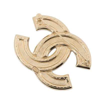 Chanel Brooch CC Logo Metal Line Stone