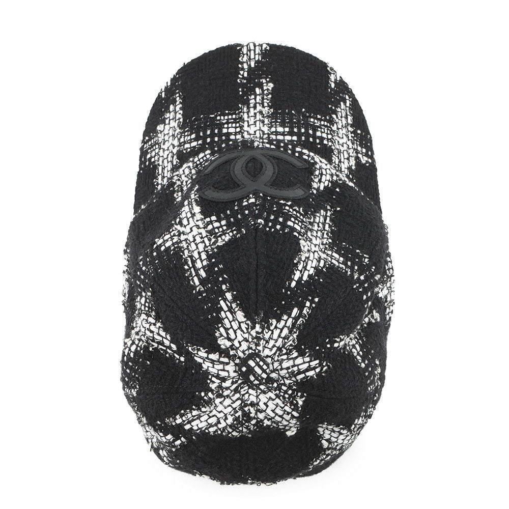 Chanel Cap CC Logo Tweed Cotton M Hat Black