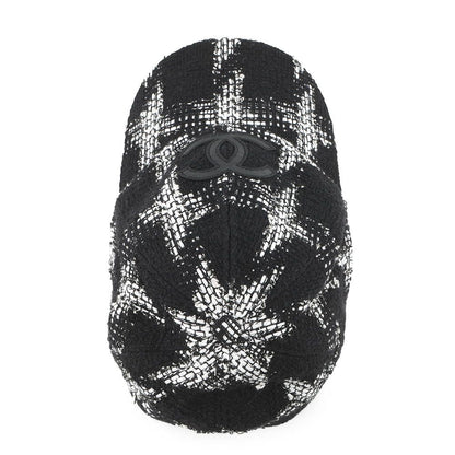 Chanel Cap CC Logo Tweed Cotton M Hat Black
