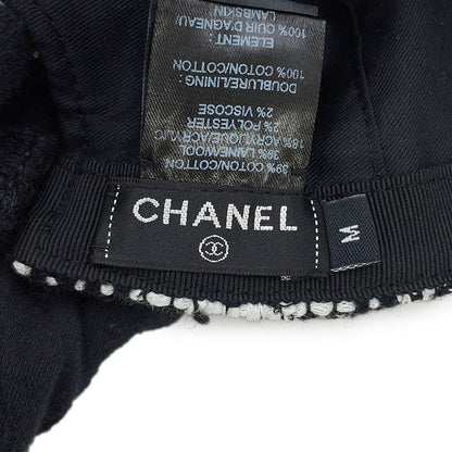Chanel Cap CC Logo Tweed Cotton M Hat Black