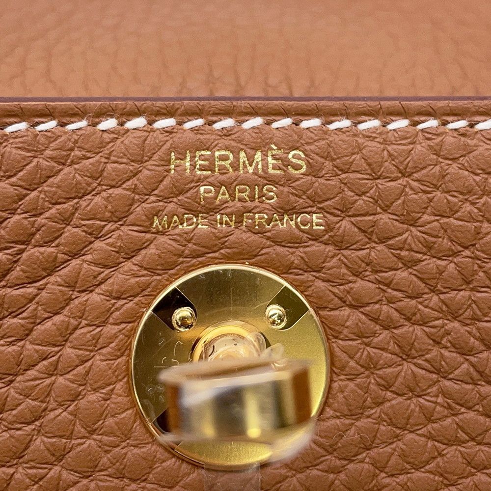 Hermes Lindy Mini Gold Taurillon Clemence 2-Way Handbag