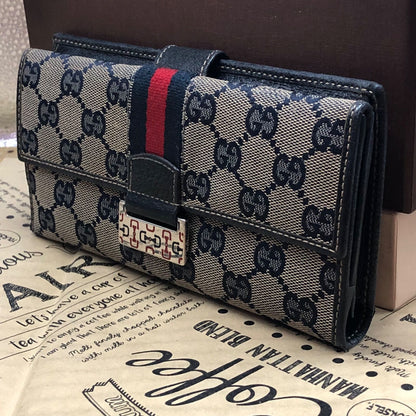 Gucci Bifold Wallet Hook Sherry GG Canvas Card Billfold