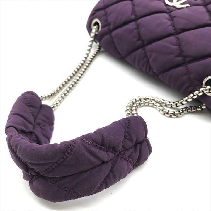 Chanel CC Logo Quilted Bubble Quilt Canvas Fabric Full Flap Chain Shoulder Bag