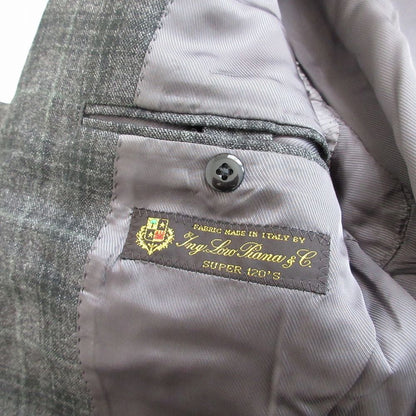 Loro Piana Ships Fabric Suit Set Plaid Pattern 3 Buttons Face Side Vents Gray