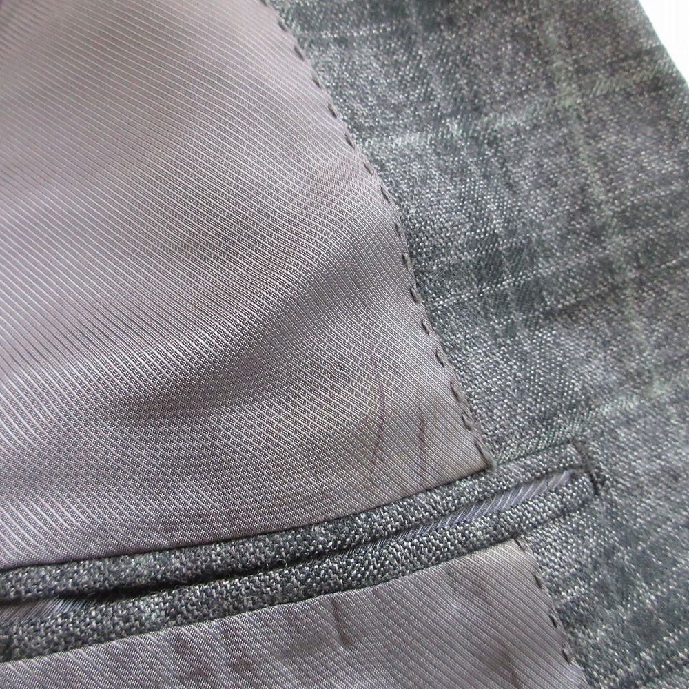 Loro Piana Ships Fabric Suit Set Plaid Pattern 3 Buttons Face Side Vents Gray