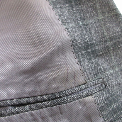 Loro Piana Ships Fabric Suit Set Plaid Pattern 3 Buttons Face Side Vents Gray