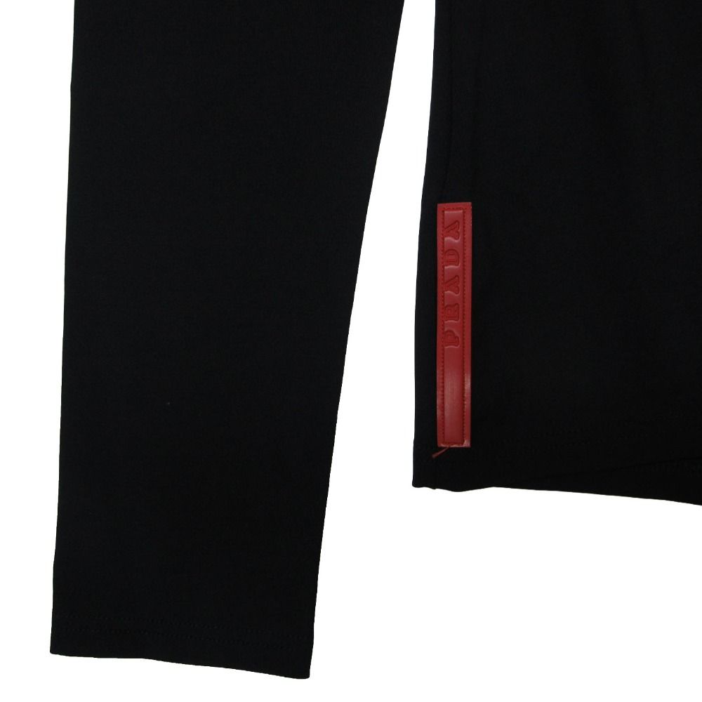 Prada Sports Jacket Tight Stretch Nylon Rubber Logo Zip Up Black